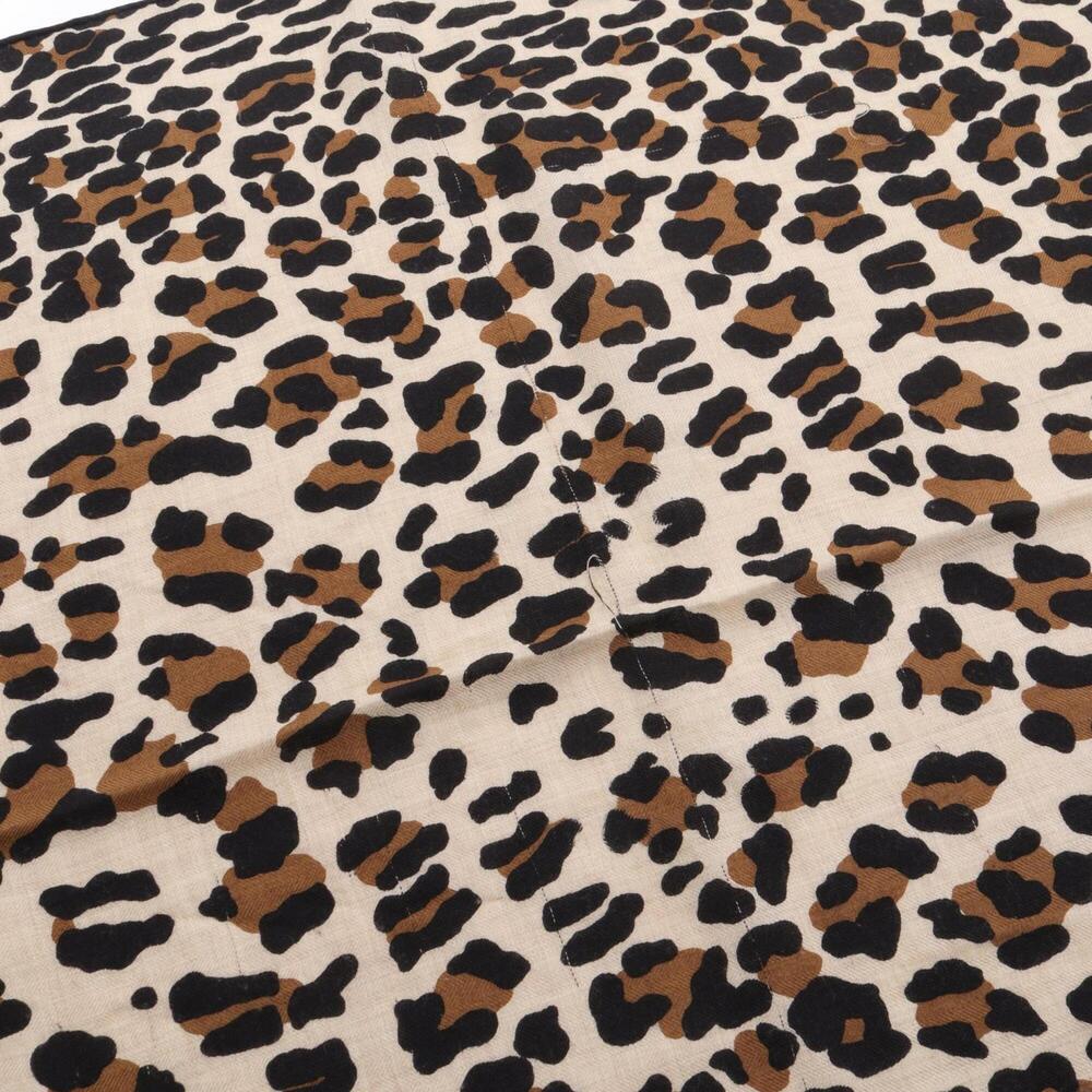 Hermes leopard print stole, silk, cashmere, women's, beige, black, brown. - Picture 4 of 10